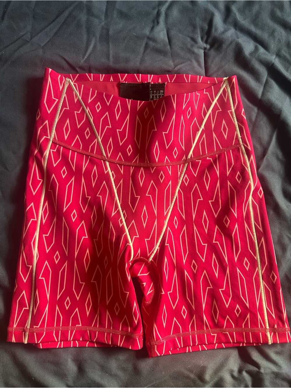 adidas Pink Geometric High-Rise Bike Shorts